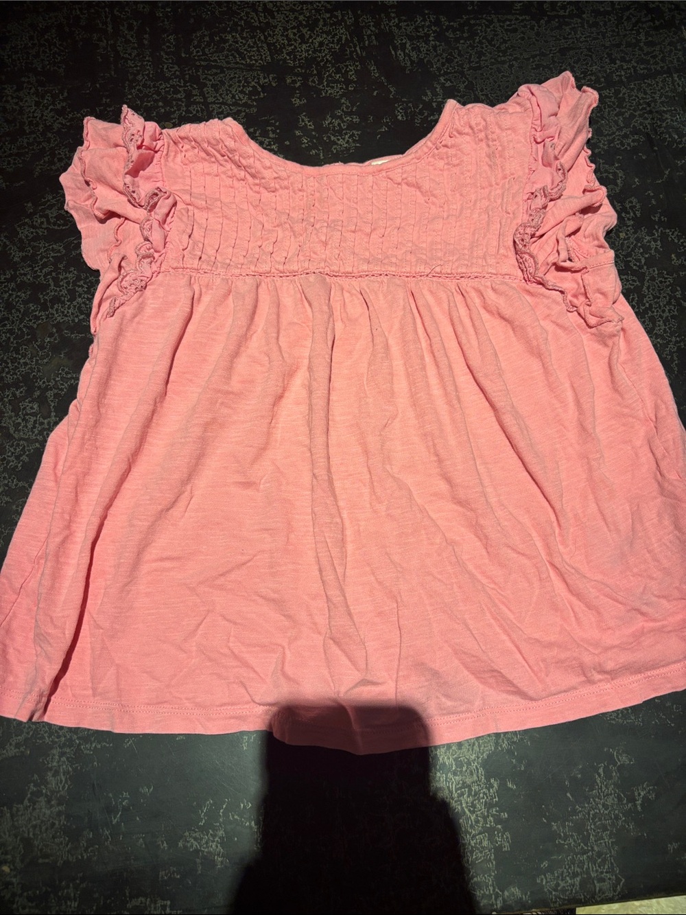 GAP Pink Smocked Ruffle Sleeve Tee